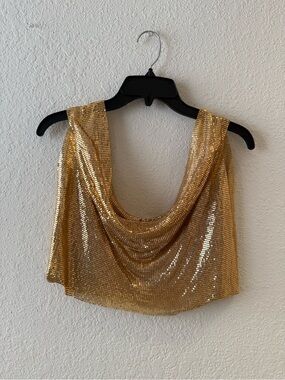 Gold Sequin Cowl Neck Camisole Top
